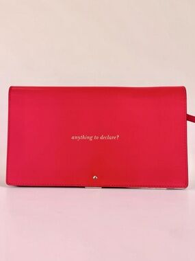 Kate Spade Anything to Declare? Leather Travel Passport Wallet Bright Pink Gift